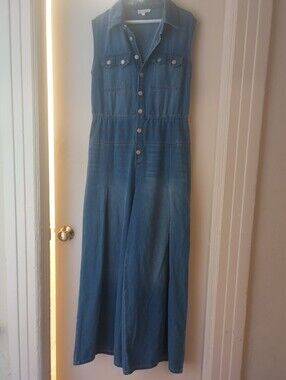 Sweet Generis Sleeveless Denim Wide Leg Jumpsuit - Sz L